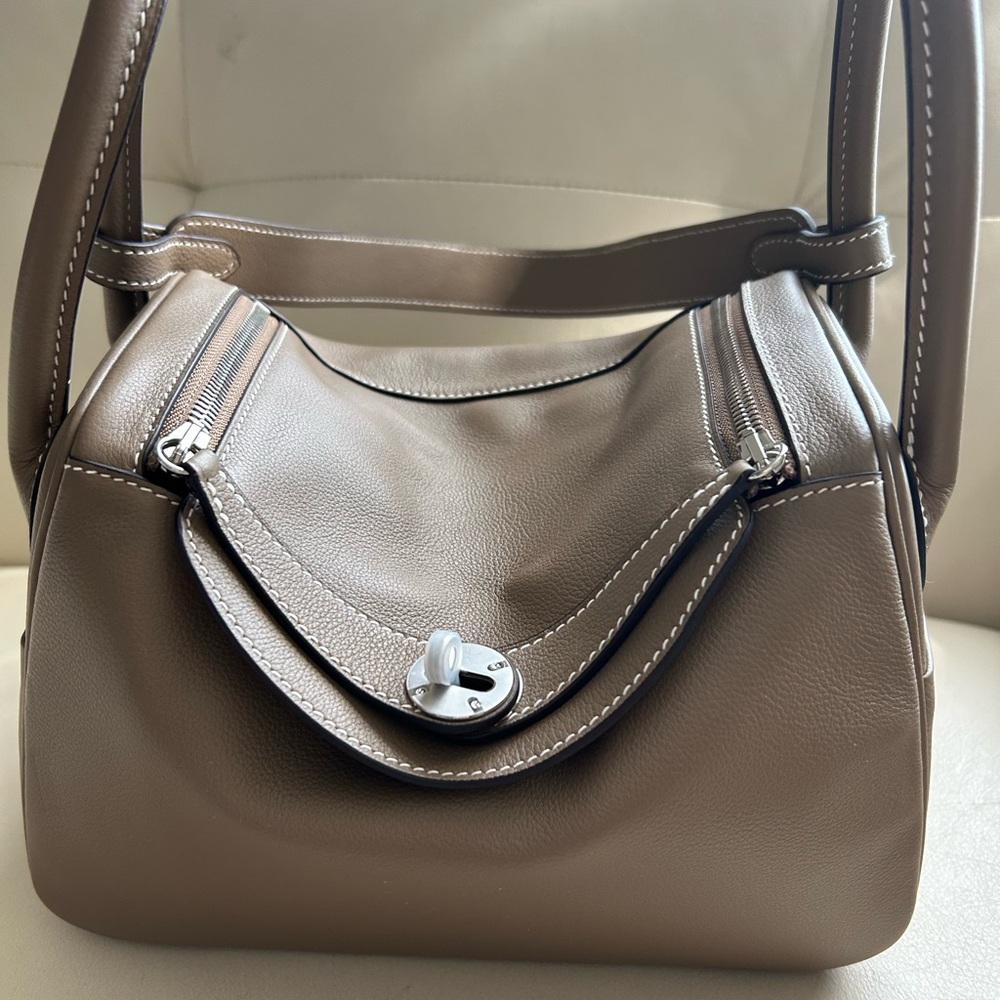 Grey  Leather Shoulder Bag